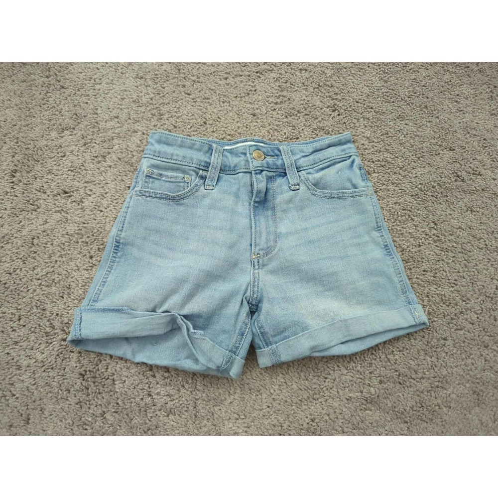 Hollister Jean Shorts Womens 00/23 Blue Curvy Mid Rise Soft Stretch Folded Hem